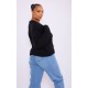 Plus Black Space Dye Chunky Knit Cardigan