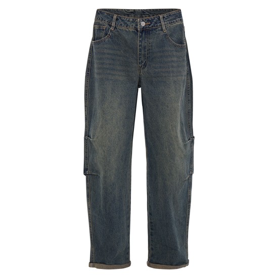 Vintage Turn Up Hem Barrel Style Jeans