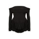 Black Slinky Long Sleeve Bardot Rara Skort Romper