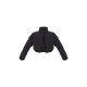 Black Cropped Peach Skin Bubble Puffer Jacket