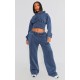 Shape Blue Sweat Cropped Shirred Waist Hoodie Shape Blue Sweat Cropped Shirred Waist Hoodie